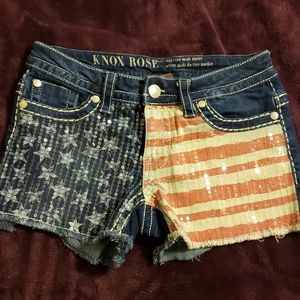 Knox Rose American Flag sequened shorts